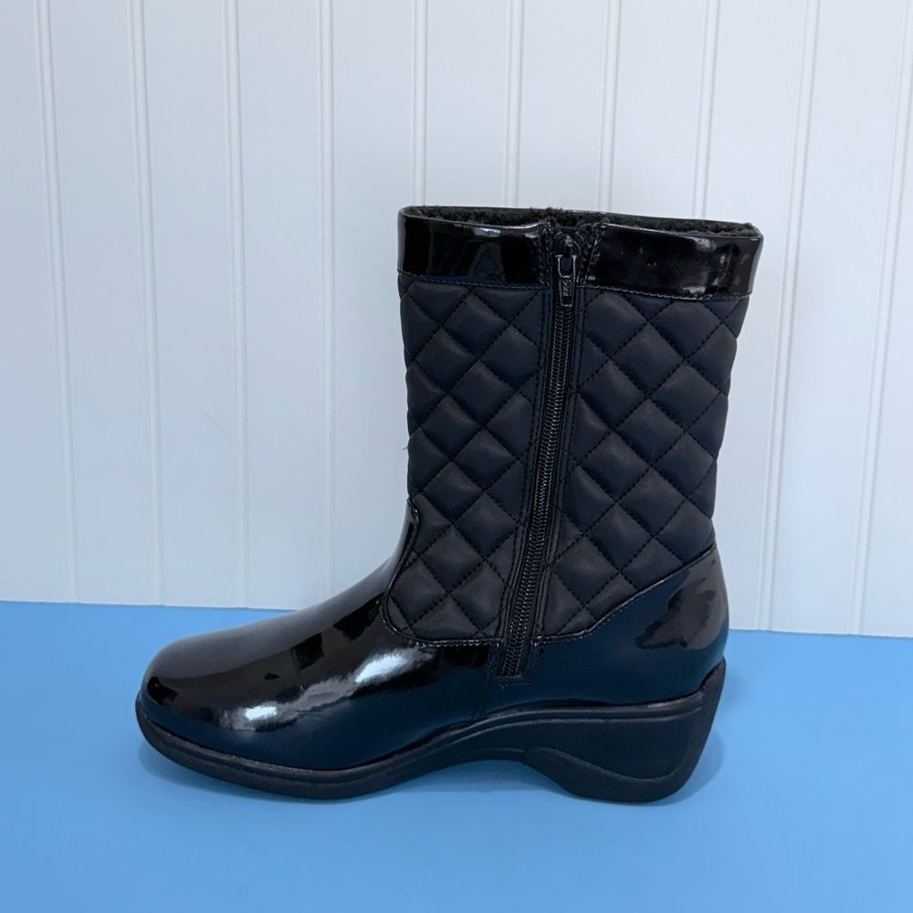 Bass Glacier Women's Black Quilted Calf Height Zipper Boots Size 9M - Picture 4 of 17